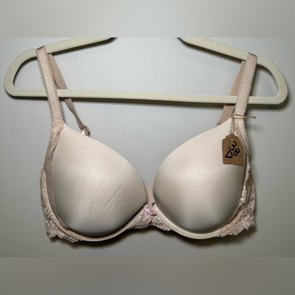 Victoria’s Secret Dream Angel Push-Up Bra 38D Nude Beige Tan Lace Underwire Sexy